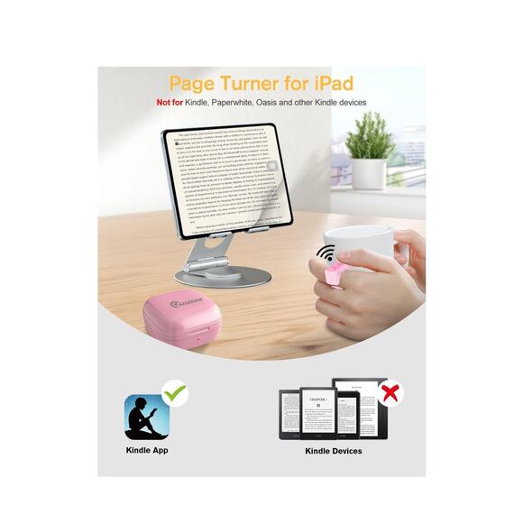 Pink Remote Page Turner For E-Reader ADZERO Model D08 with Clip Photo Taker - Picture 4 of 5